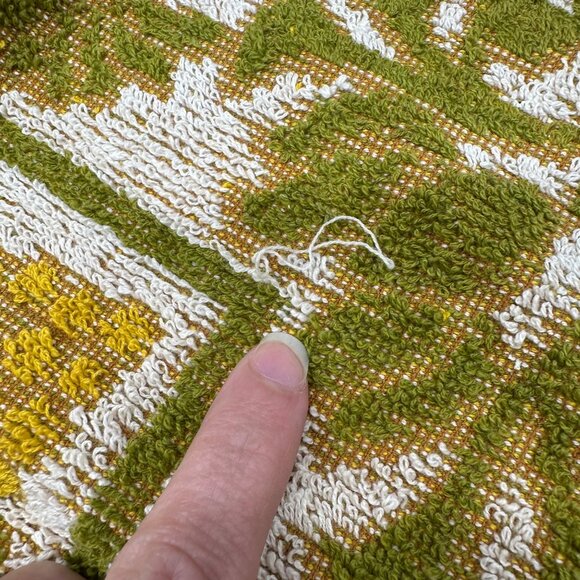 Vintage Bath Towels 1960s JC Penney Fashion Manor Avocado Harvest Gold Cotton - Picture 6 of 10